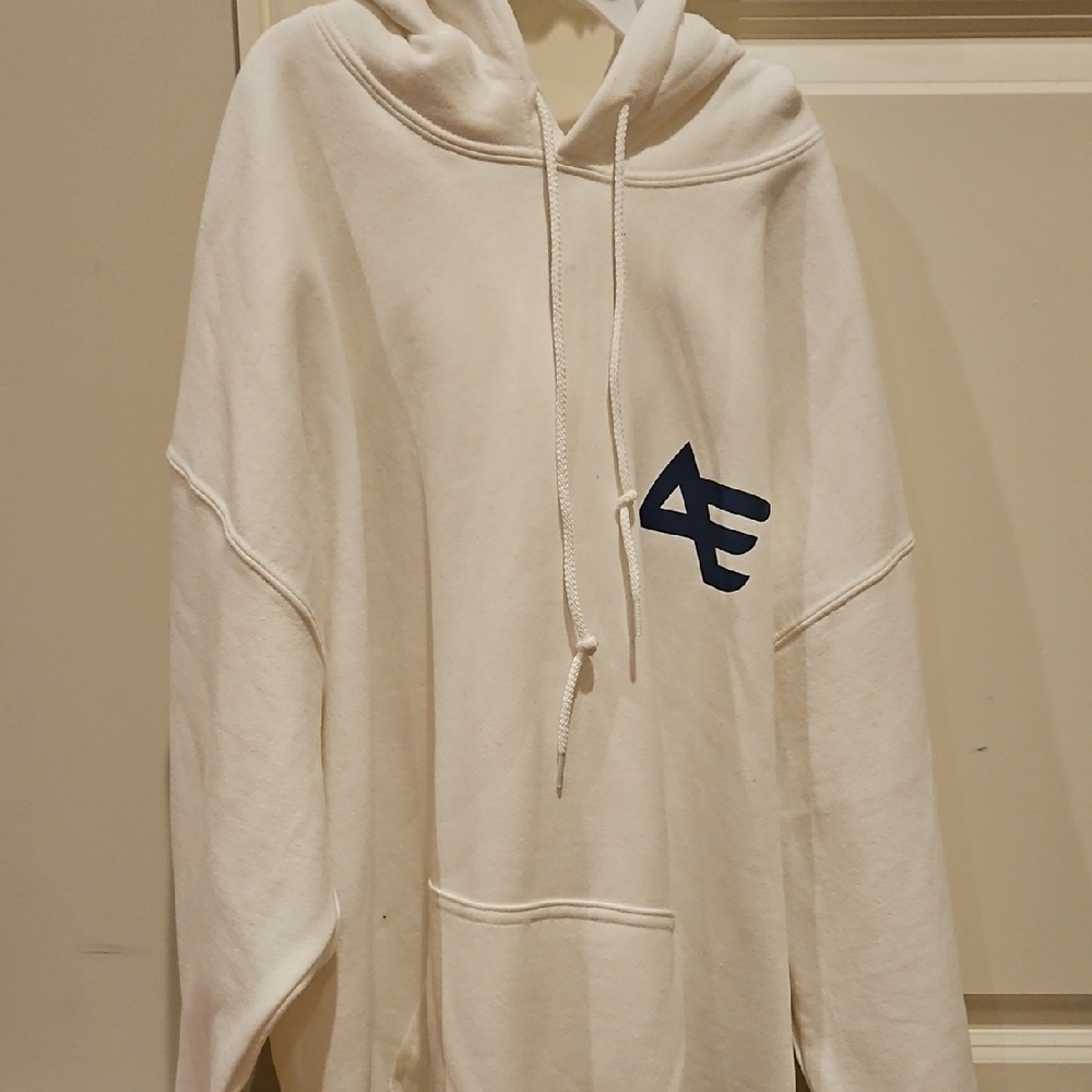 White Hoodie with Blue Logo